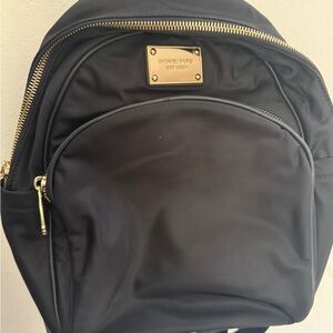Michael Kors Black Backpack with Gold Details